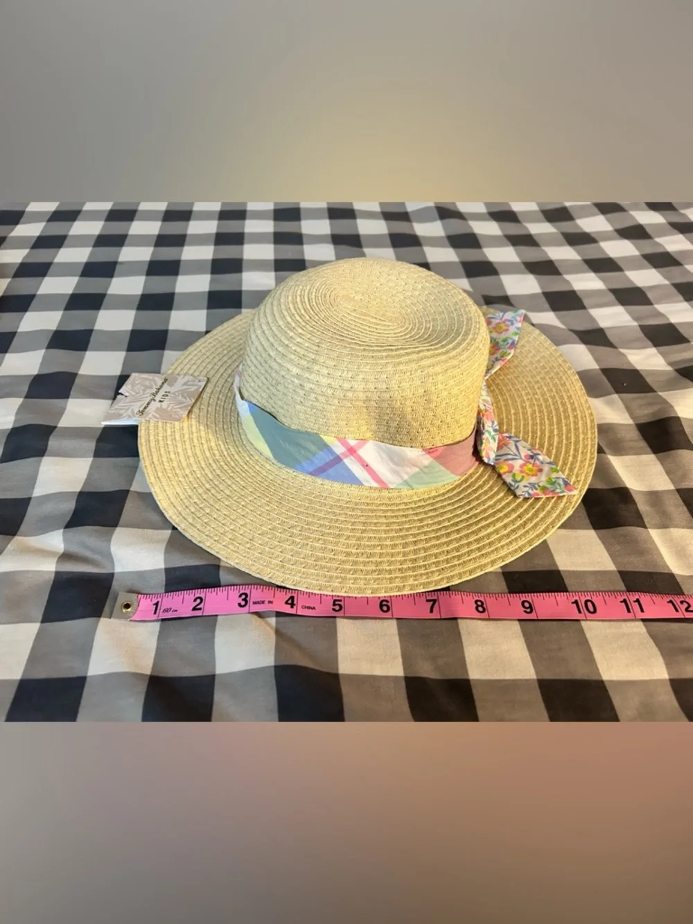 Tommy Bahama Kids Straw Sun Hat in Beige with Pastel Accent